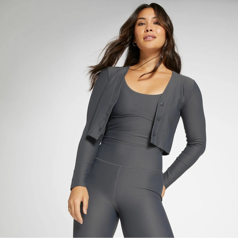 Calia activewear long sleeve cardigan in dark gray